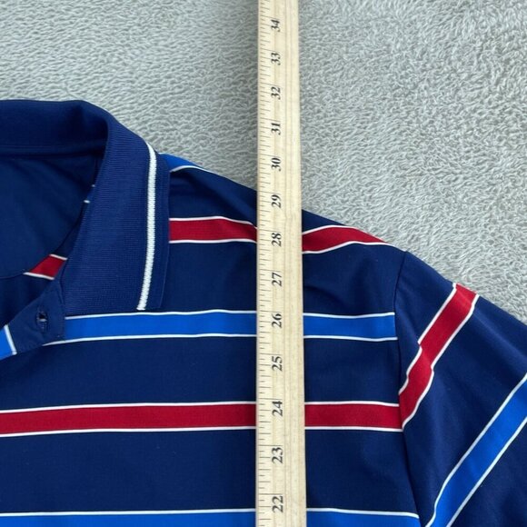 Chaps Golf Mens XL Polo Shirt Blue/Red/White Striped Short Sleeve 3556 - Picture 7 of 9
